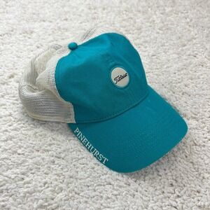 Titleist Pinehurst Trucker Hat Teal Logo Adjustable Golf Course Casual Spell Out